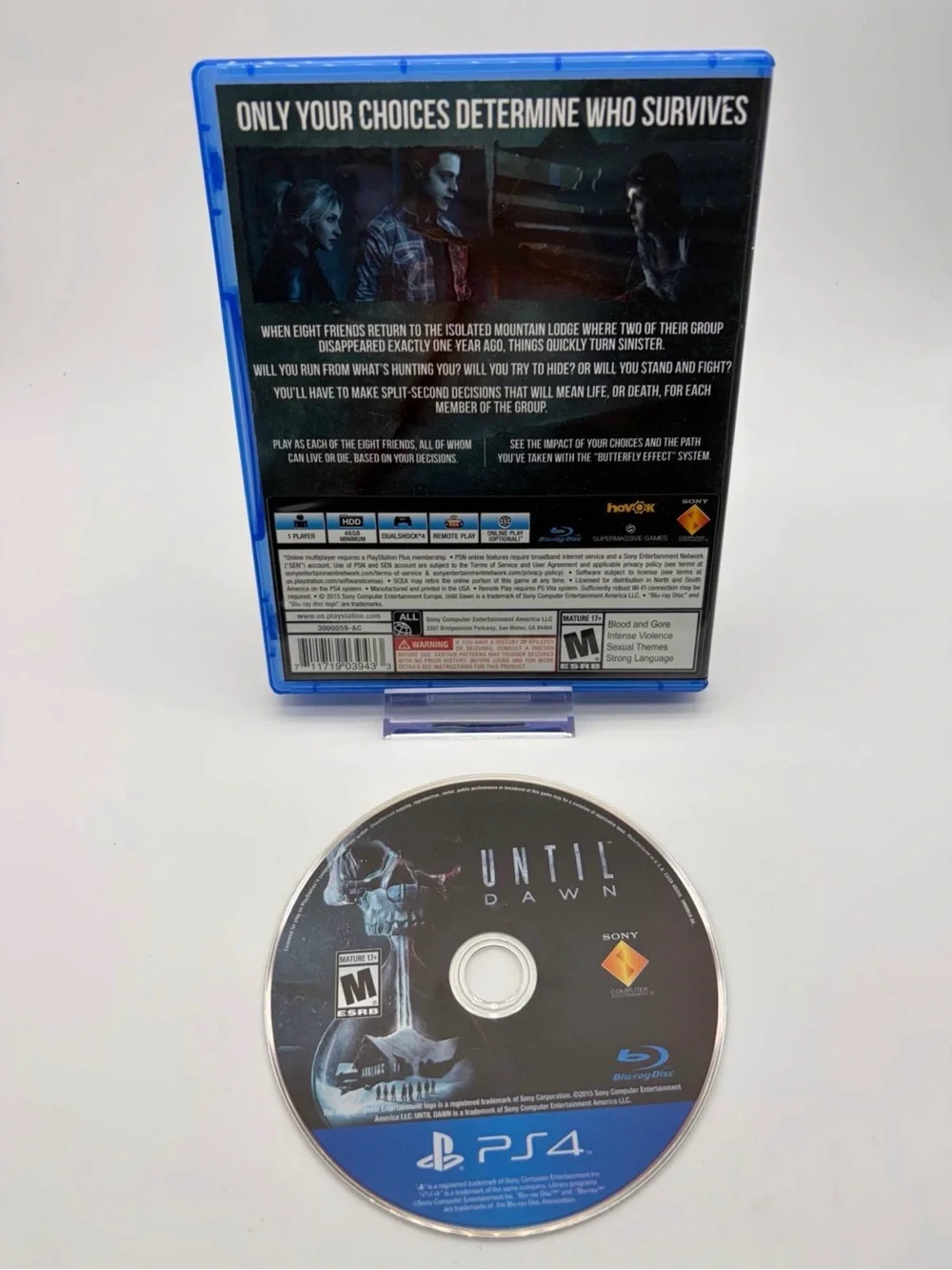 Sony PS4 Until Dawn - Black Artwork with Blue Case